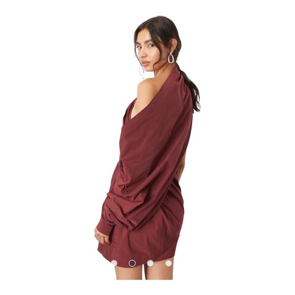 ASOS Edition Burgundy Mini Dress One Sleeve Size 10 New Avant Garde - Picture 1 of 8